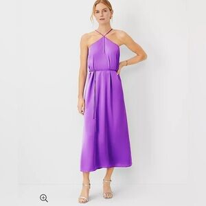 Ann Taylor Criss Cross Halter Maxi Dress
